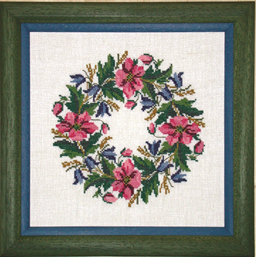 Lilla og blå klokkeblomstkrans broderikit