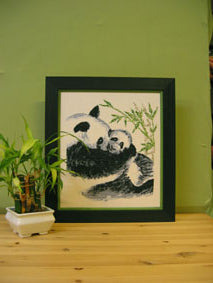 Broderikit af 2 panda bjørne