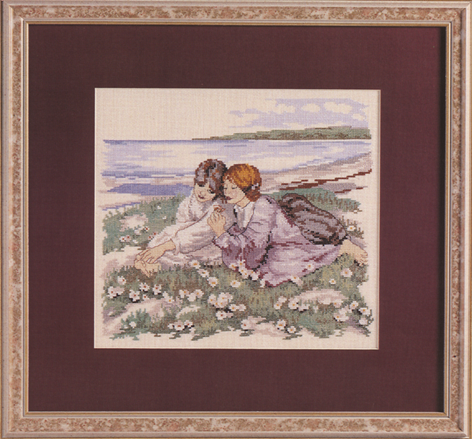 Strand roser - 2 piger ved vandet broderikit