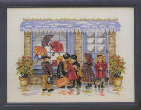 Børn i regnvejr broderikit