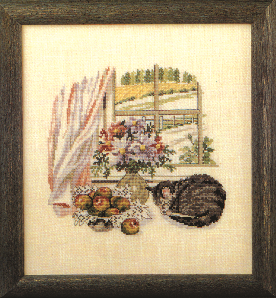 Huskat i vinduet broderikit