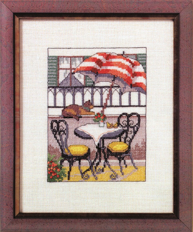 Kat ved cafebord broderikit