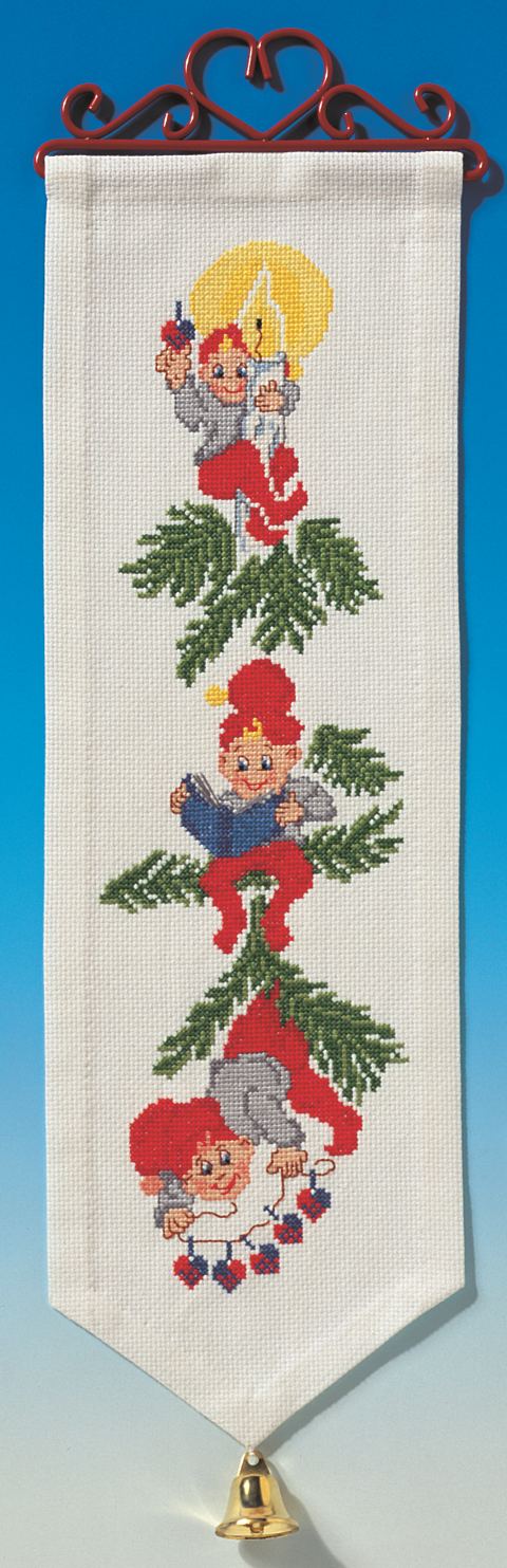 Klokkestreng med nisser og julelys broderikit