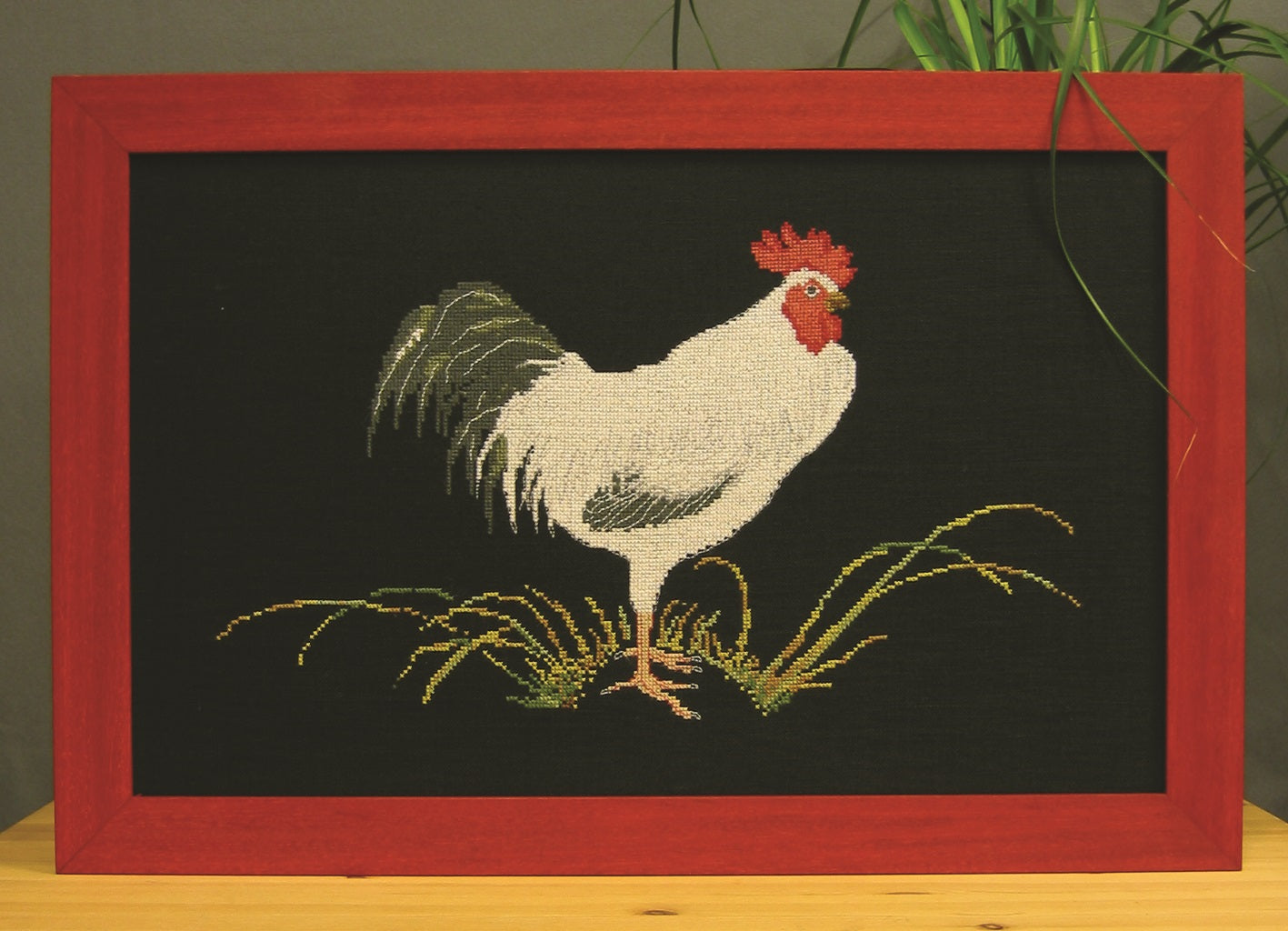 Høne med sort baugrund broderikit