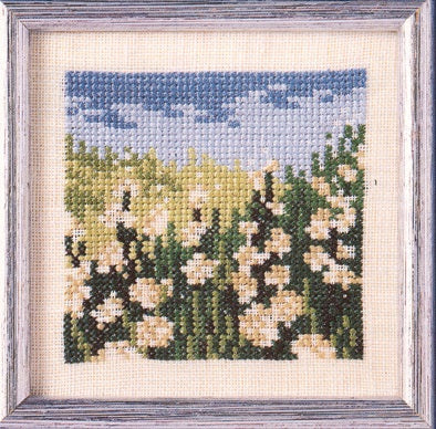 Broderikit af hvide blomster