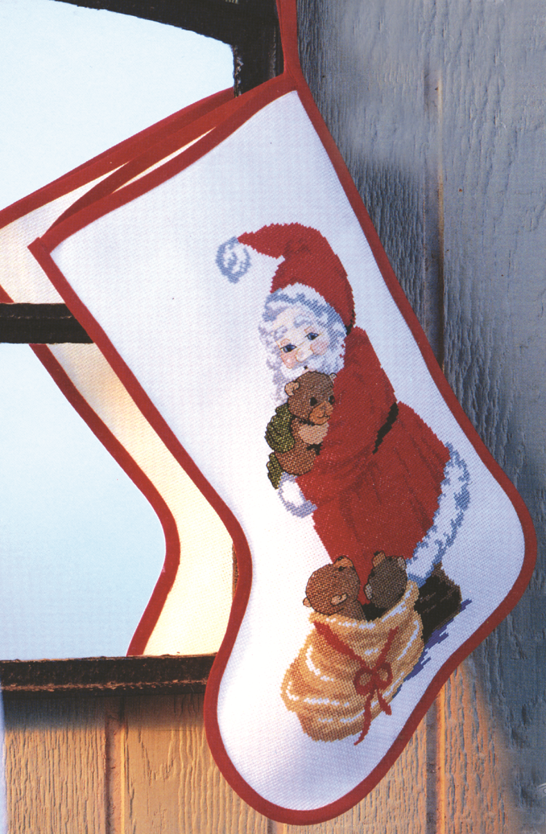 Julesok med julemand og bamser broderikit