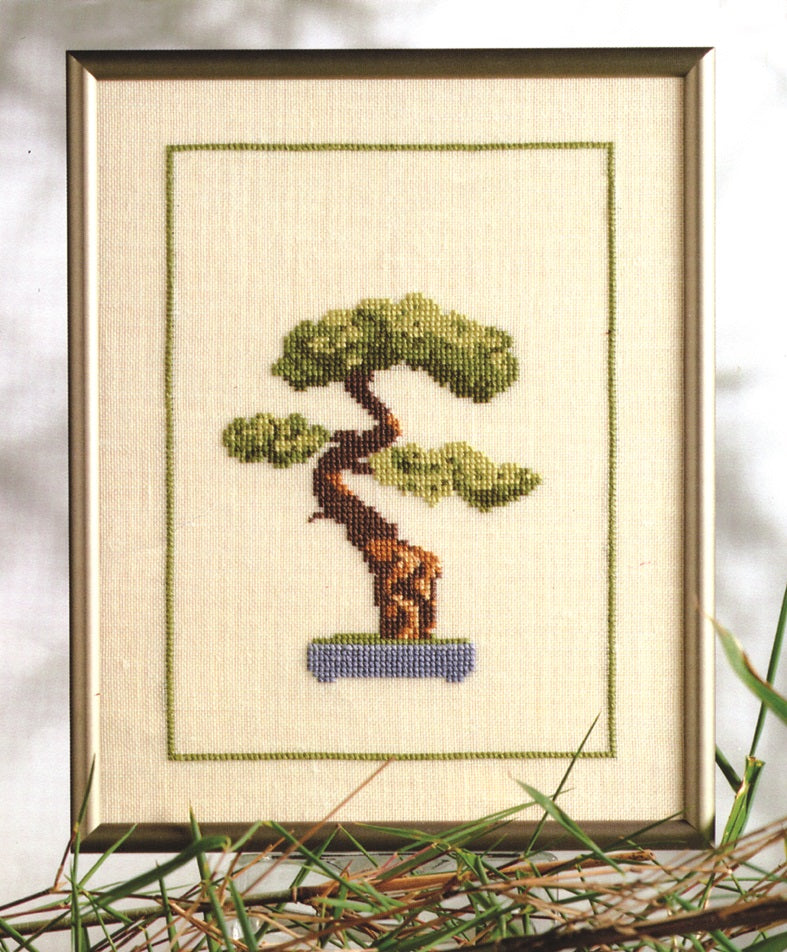 Bonsai i blå skål broderikit