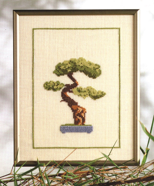 Bonsai i blå skål broderikit