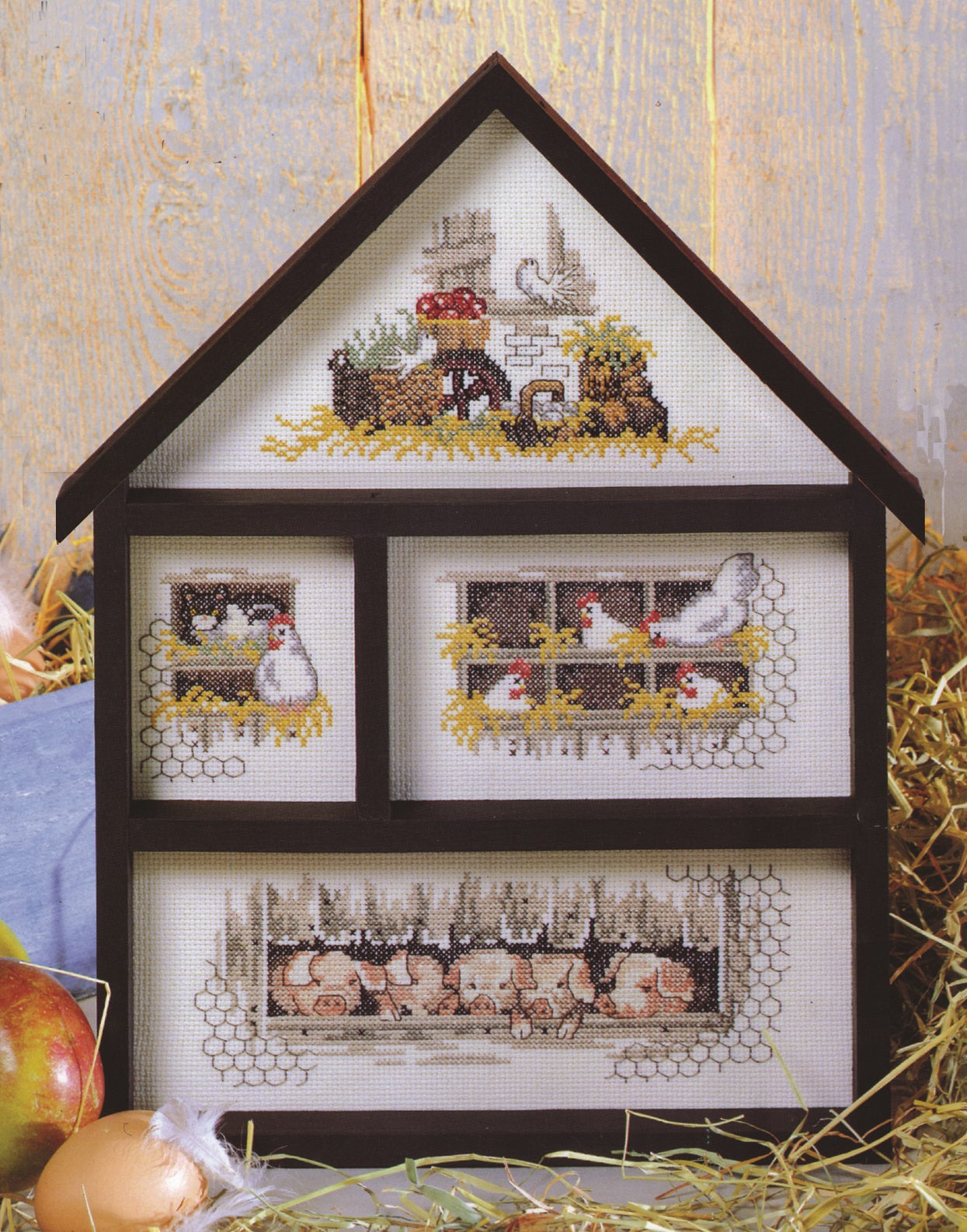 Grise og hønse hus broderikit