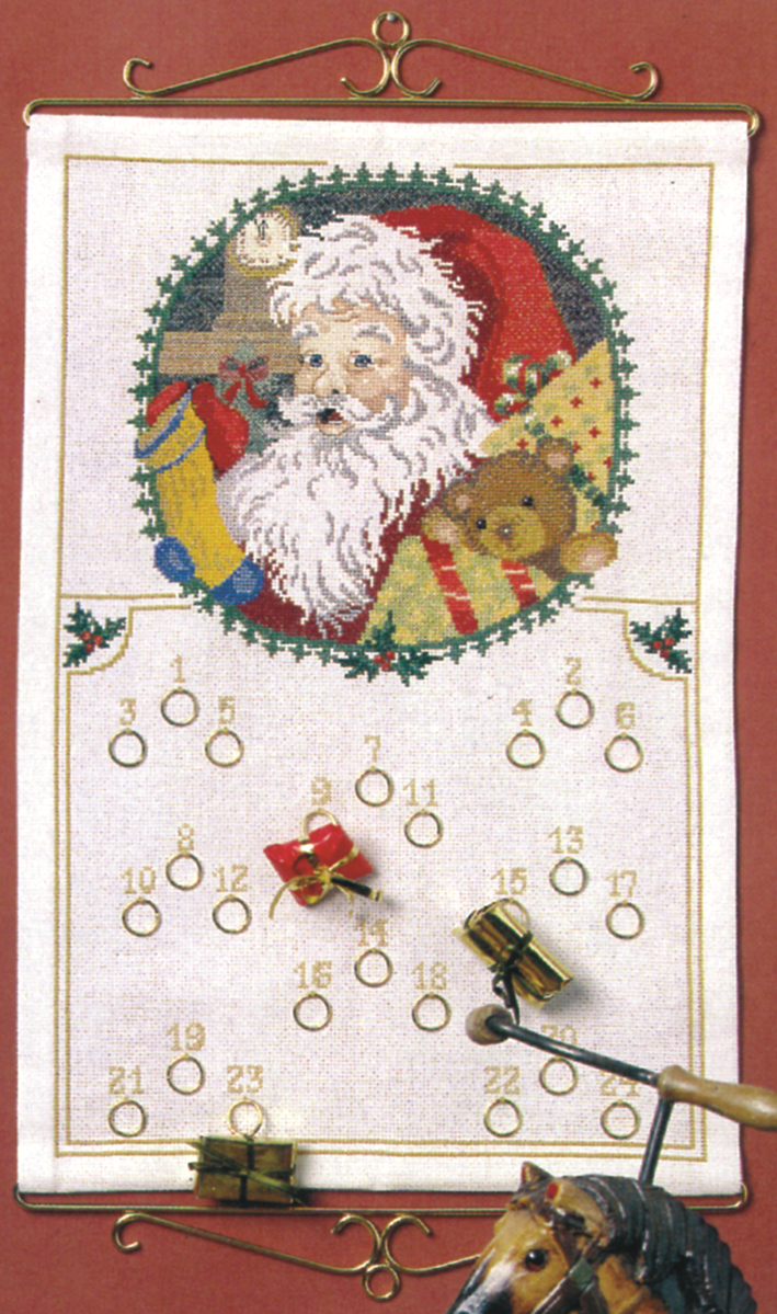 Julekalender med julemand med bamse broderikit