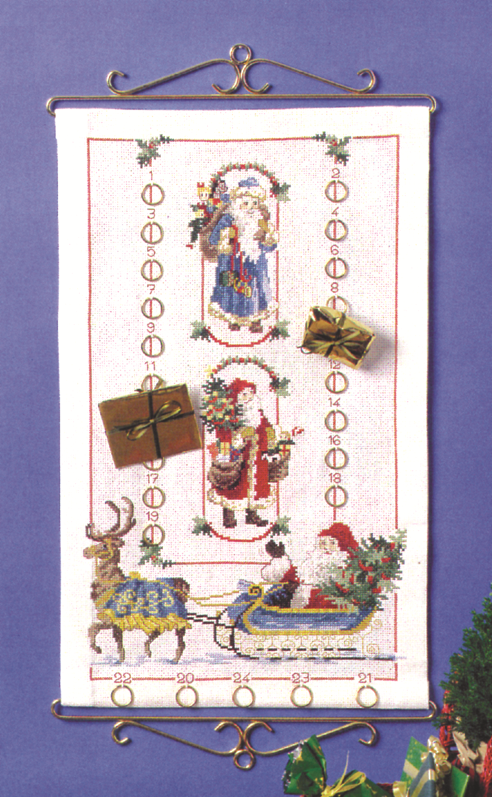 Julekalender broderikit med 3 julemænd