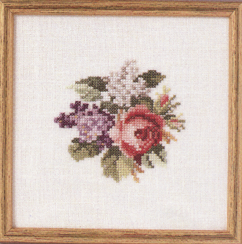 Broderikit af syrener og roser