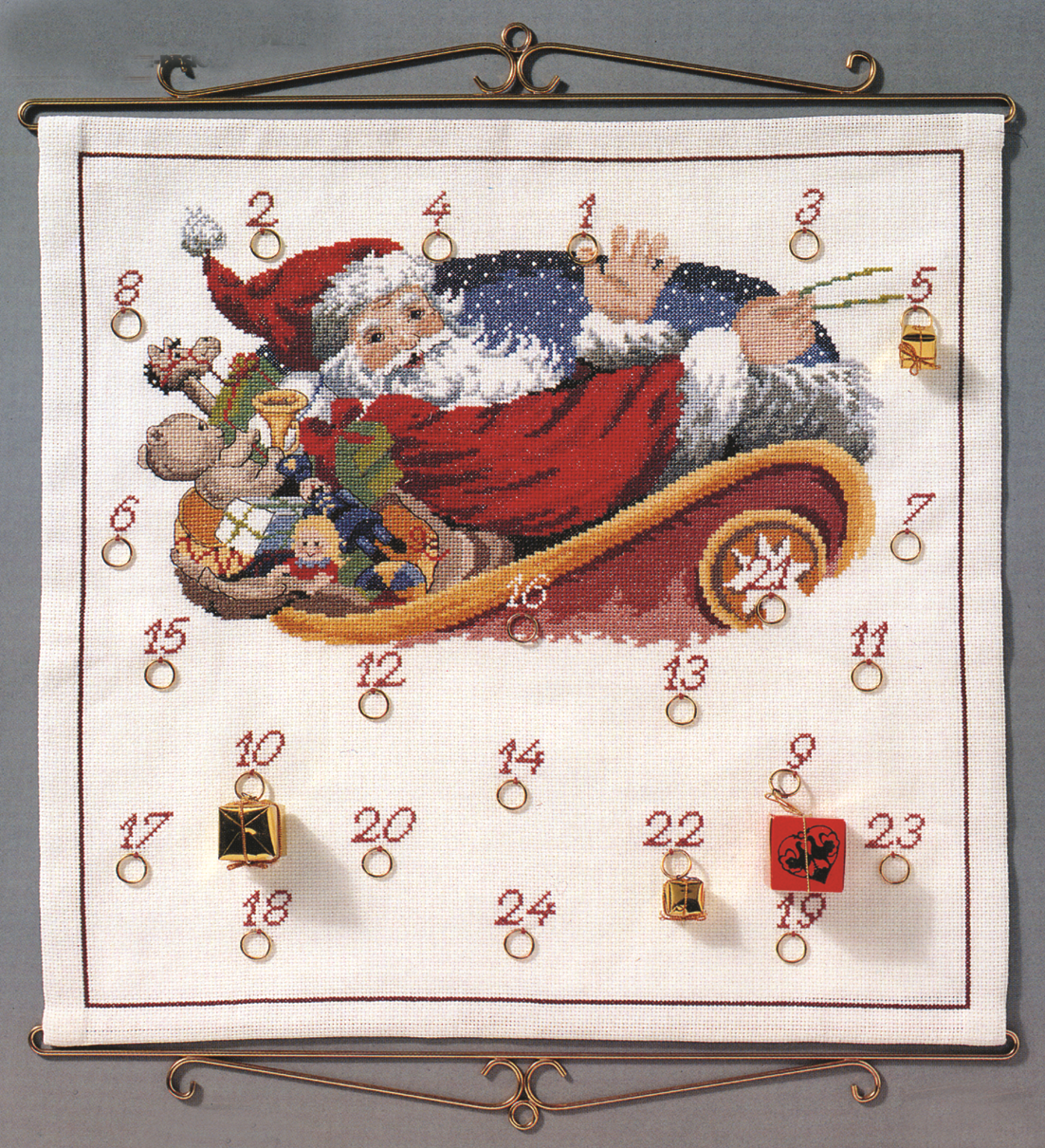 Julemanden i hans slæde julekalender broderikit