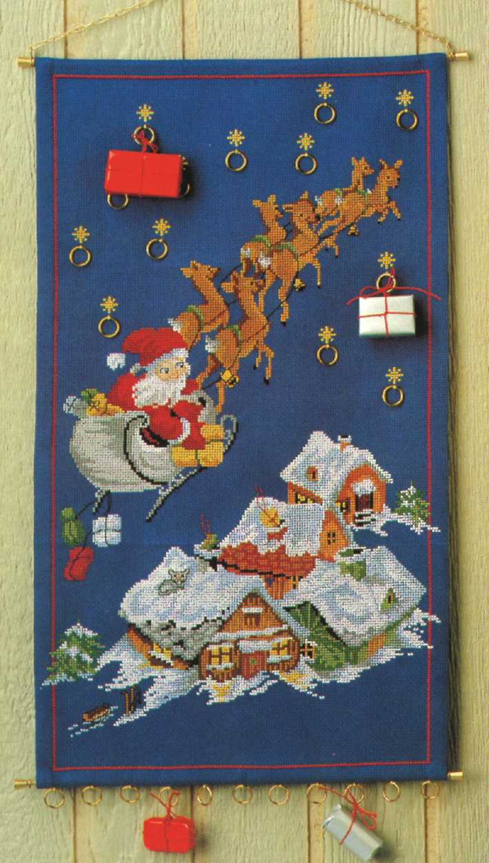 Julemanden og hans rensdyr julekalender broderikit