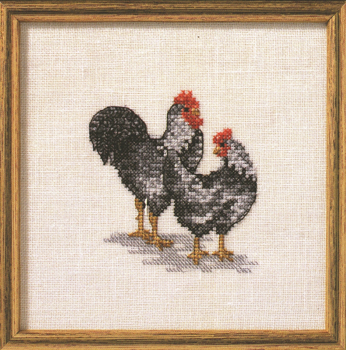 Sort og hvid hønsepar broderikit