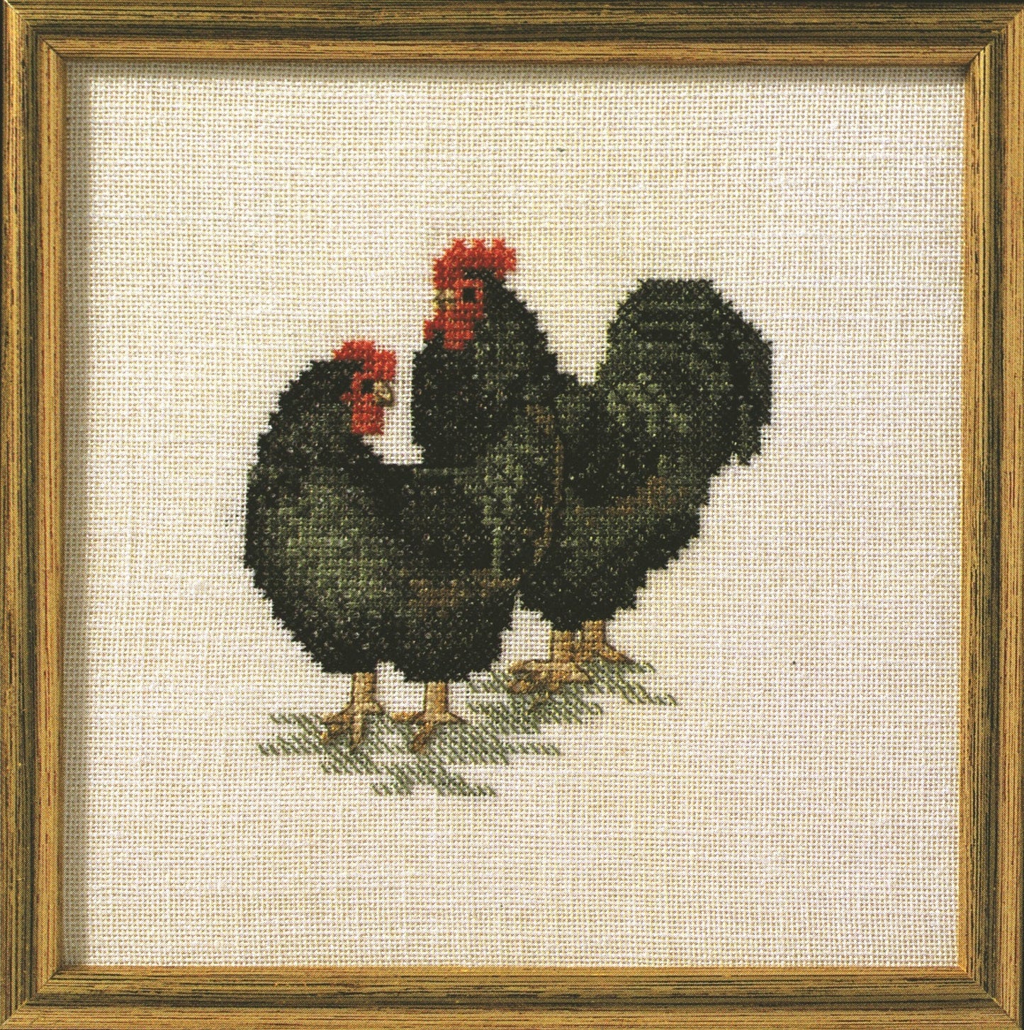 Sort hønsepar broderikit
