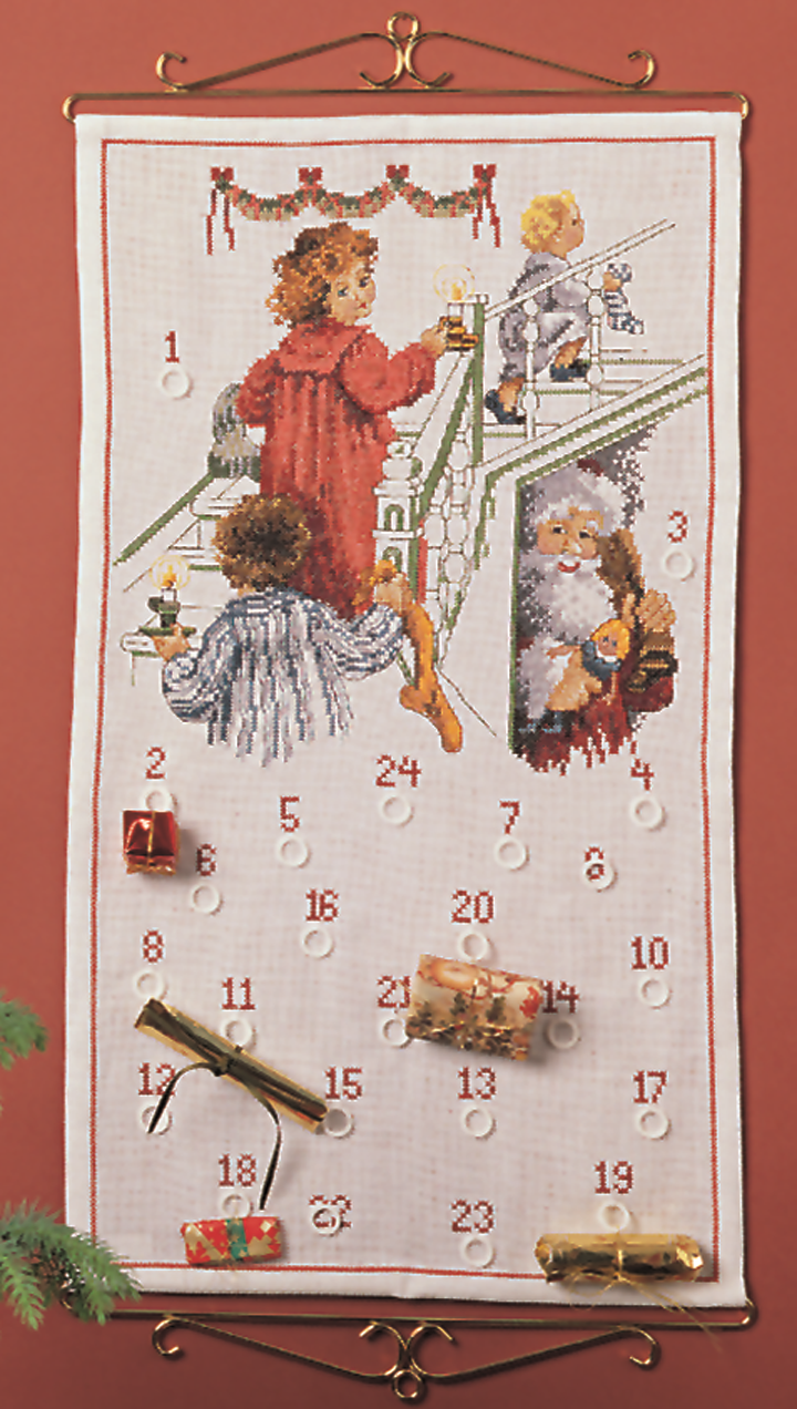 Børn på trappen julekalender broderkit
