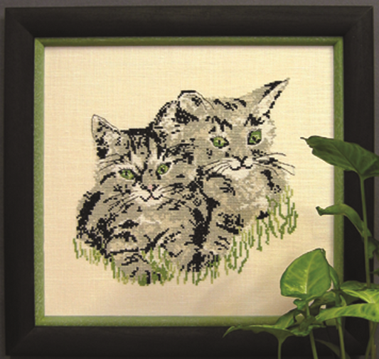 To grå katte broderikit