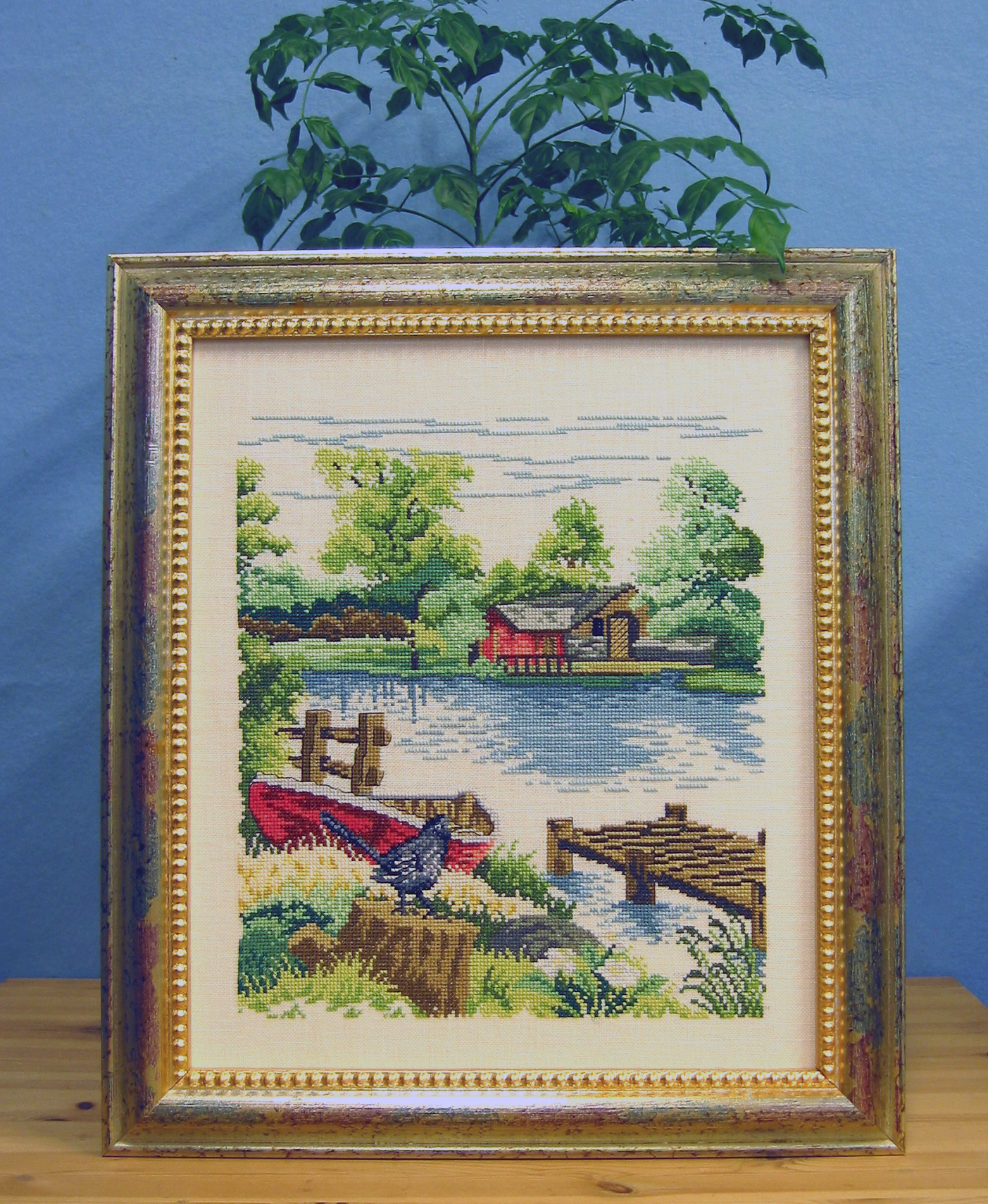 Båd på land broderikit