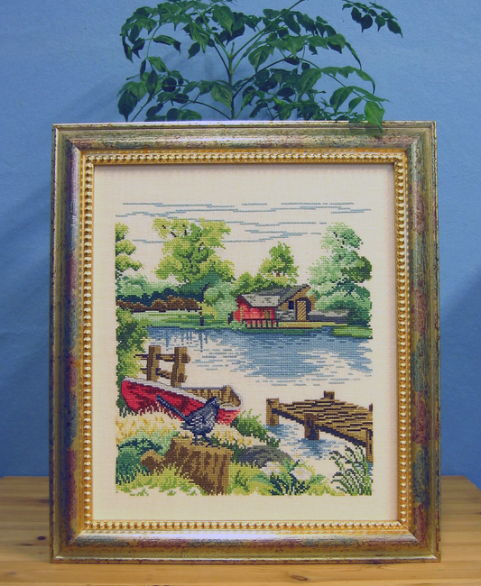 Båd på land broderikit