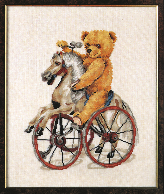 Bamse på cykelhest broderikit