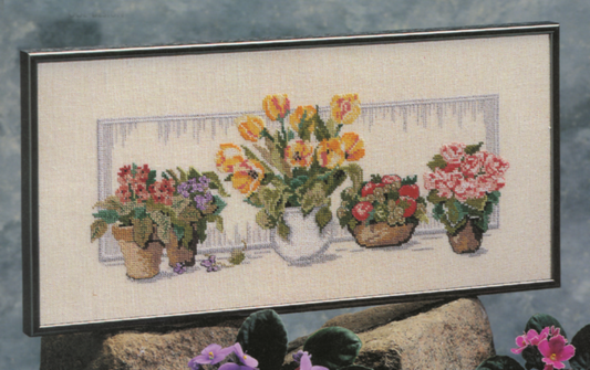 Broderikit af vindueskarm med blomster